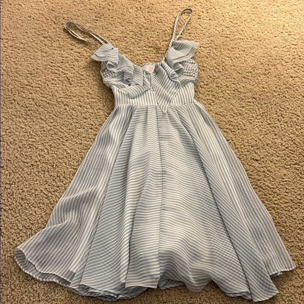 Guess Blue and White Striped Mini Dress